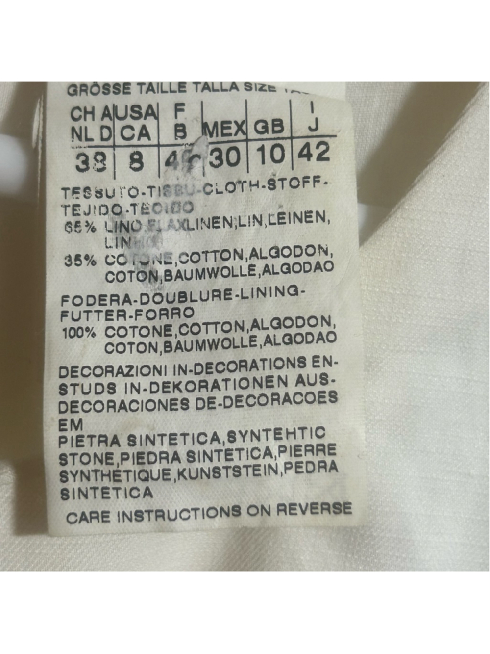 Max Mara Linen Cotton Dress Womens 8 Colorblock Shift Embellished Jewel Neck - Picture 6 of 9